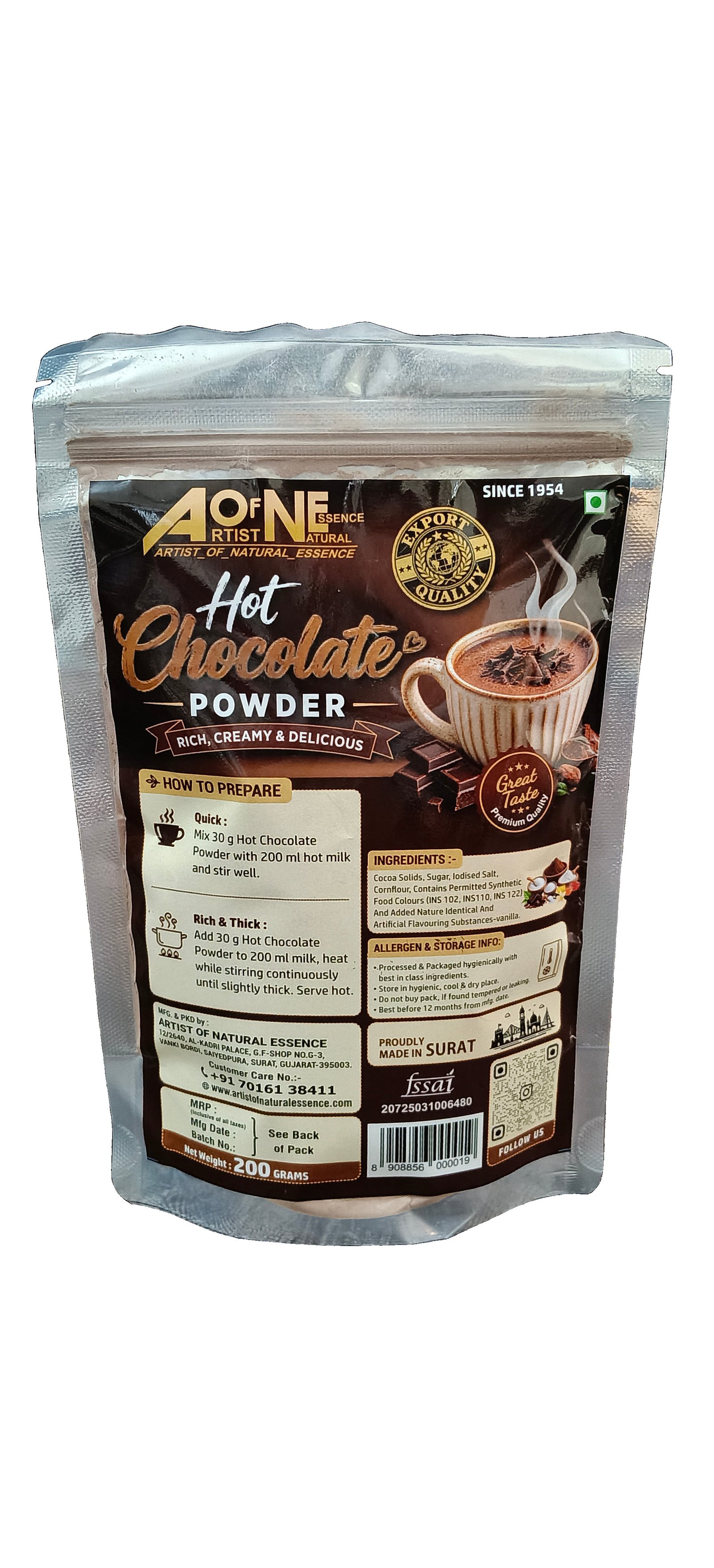 Artist of Natural Essence - Hot Chocolate Powder 200g Pack